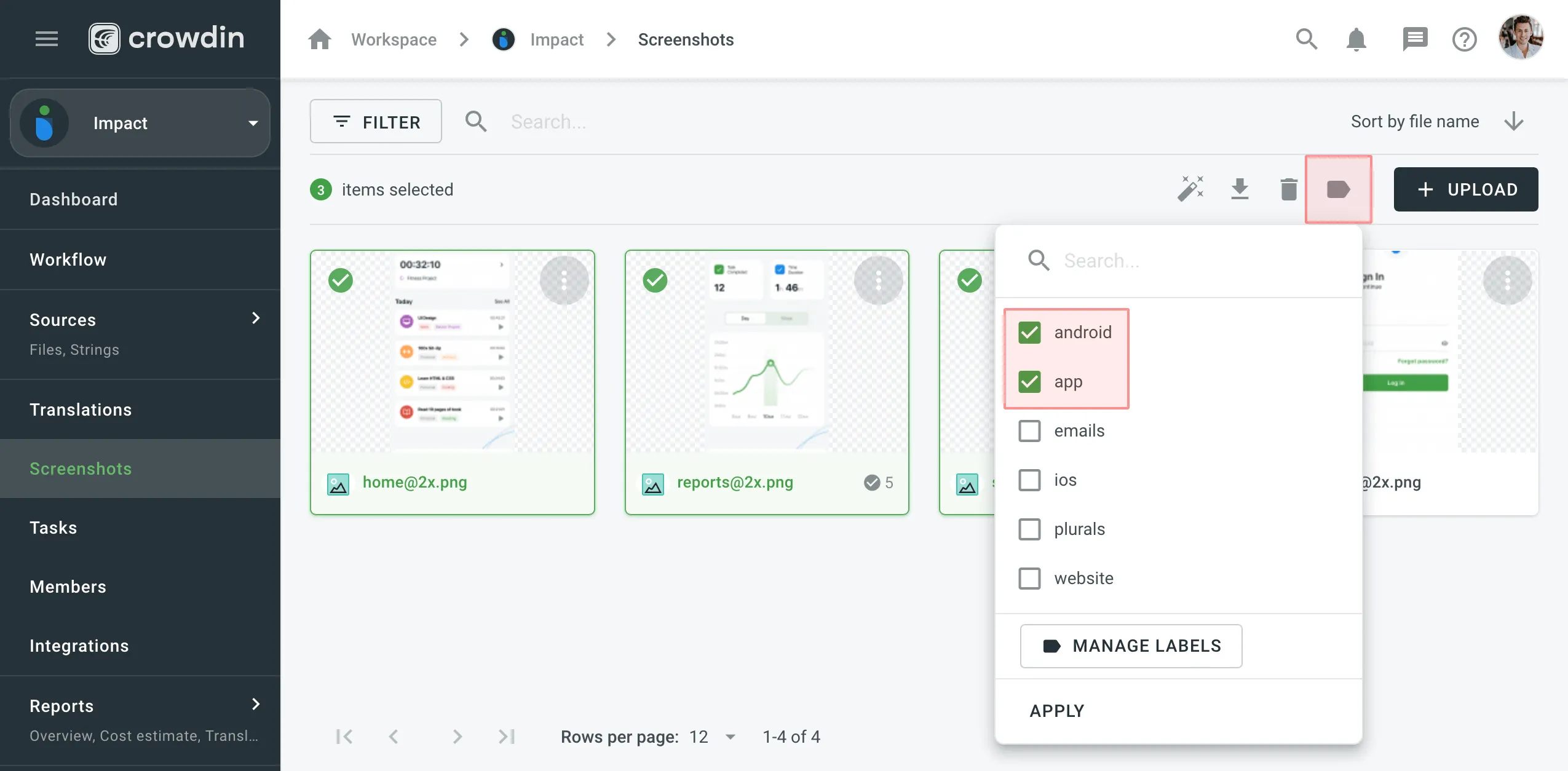 Adding Bezeichnungen zu Multiple Screenshots