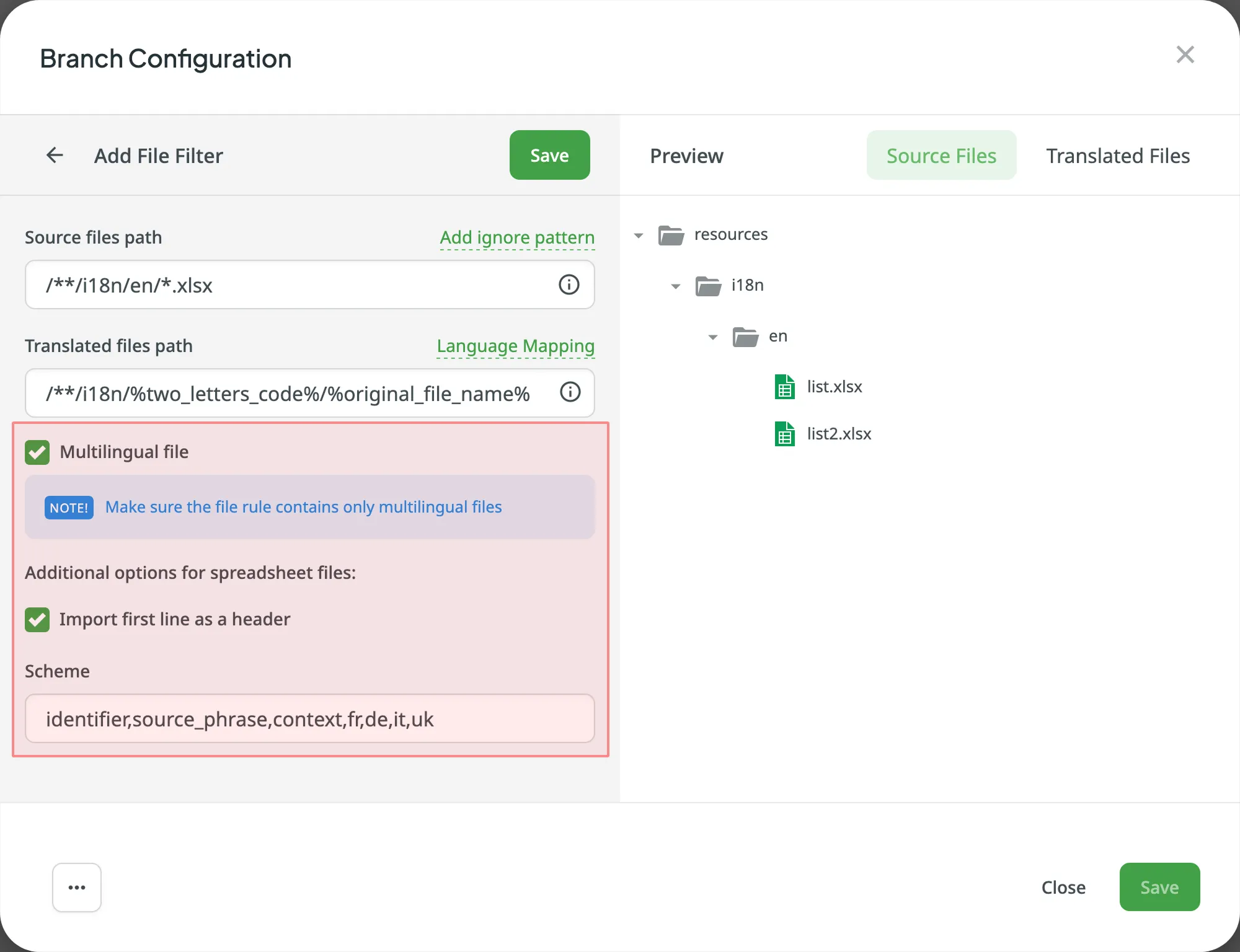 Configuring Spreadsheets